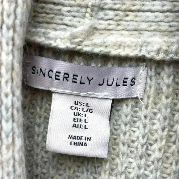 Sincerely Jules NWT Oatmeal Lightweight Long Sleeve Open Long Cardigan Sweater L - Picture 3 of 10